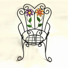 Metal Garden Decoration Single Chair Flowerpot Stand Craft